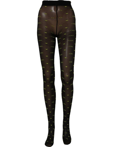 Dolce & Gabbana Black Nylon Logo Tights Stocking Pantyhose Socks