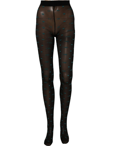 Dolce & Gabbana Black Nylon Logo Tights Stocking Pantyhose Socks