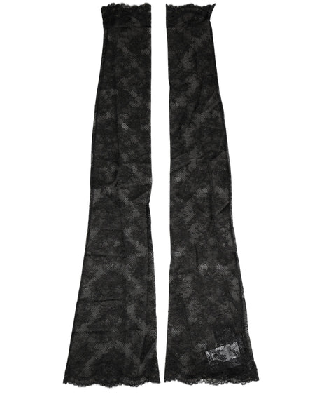 Dolce & Gabbana Black Floral Lace Nylon Stretch Knee High Socks