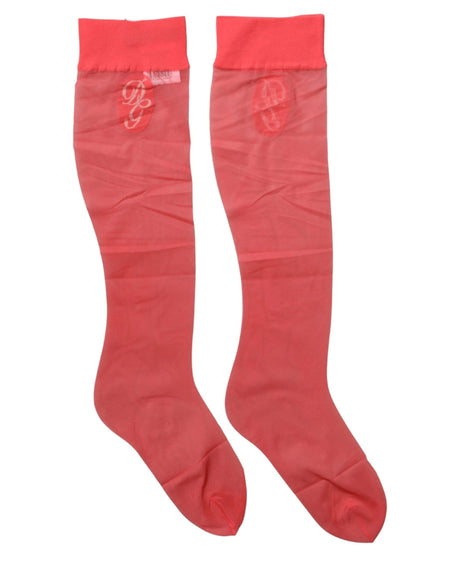 Dolce & Gabbana Red Nylon Mesh Sheer Calf Long Accessory Socks