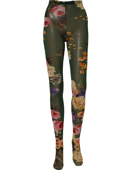 Dolce & Gabbana Red Floral Fishnet Tights Stockings Pantyhose Socks