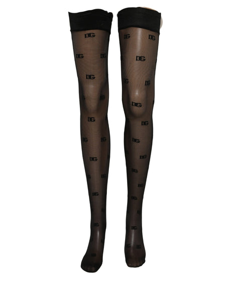 Dolce & Gabbana Black Sheer Logo Monogram Tights Stockings Socks