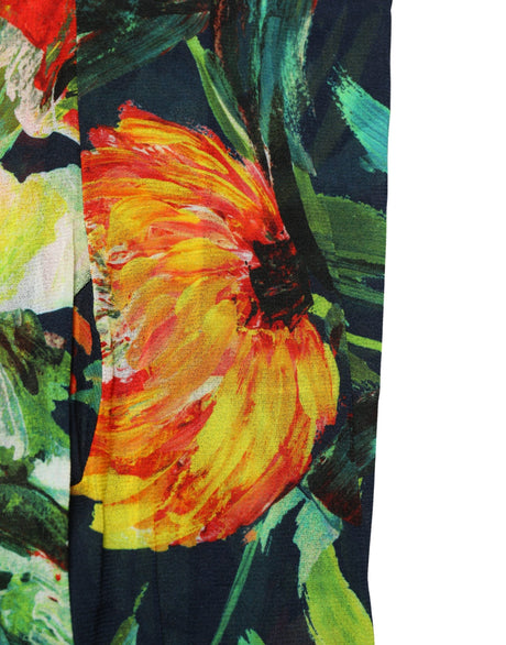 Dolce & Gabbana Black Floral Print Tights Sheer Stockings Socks