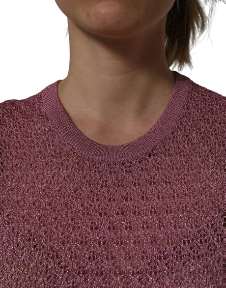 Dolce & Gabbana Pink Sheer Mesh Crew Neck Sleeveless Tank Top