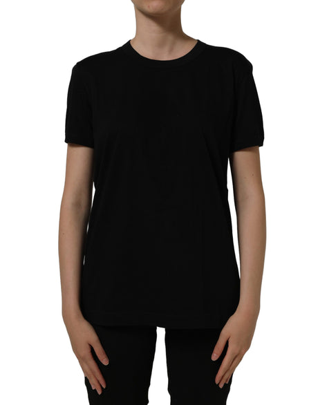 Dolce & Gabbana Black Cotton Crew Neck Short Sleeves T-shirt