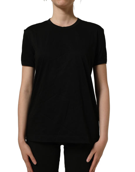 Dolce & Gabbana Black Cotton Crew Neck Short Sleeves T-shirt