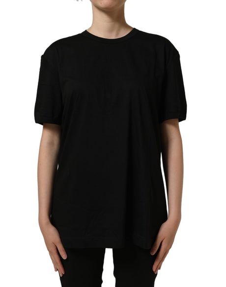 Dolce & Gabbana Black Cotton Crew Neck Short Sleeve T-shirt