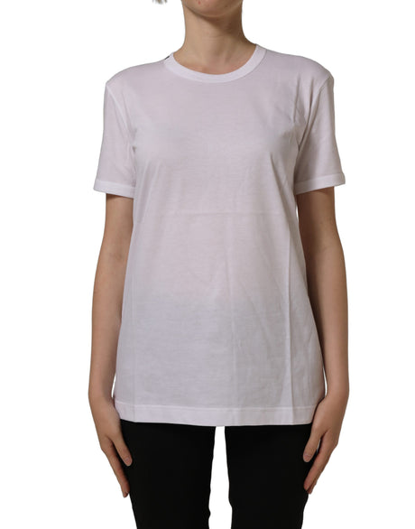 Dolce & Gabbana White Cotton Crew Neck Short Sleeves T-shirt