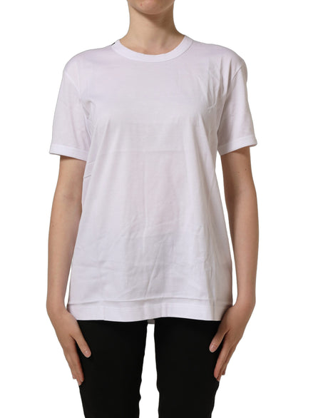 Dolce & Gabbana White Cotton Crew Neck Short Sleeves T-shirt