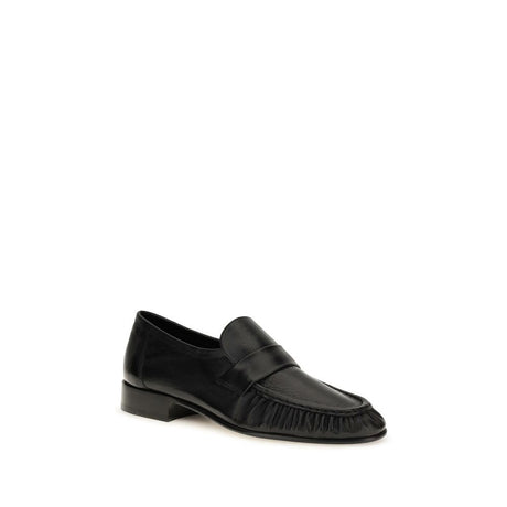 The Row Black Calf Leather Bos Taurus Slip-On Loafers