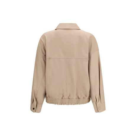 Brunello Cucinelli Beige Leather Leather Jacket