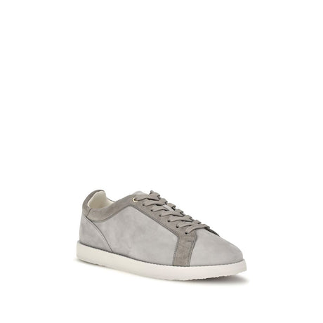 Brunello Cucinelli Gray Suede Leather Low Top Sneakers