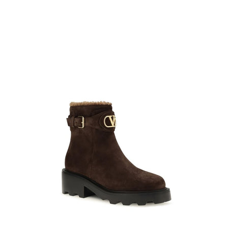 Valentino Garavani Brown Calf Leather Bos Taurus Ankle Boots