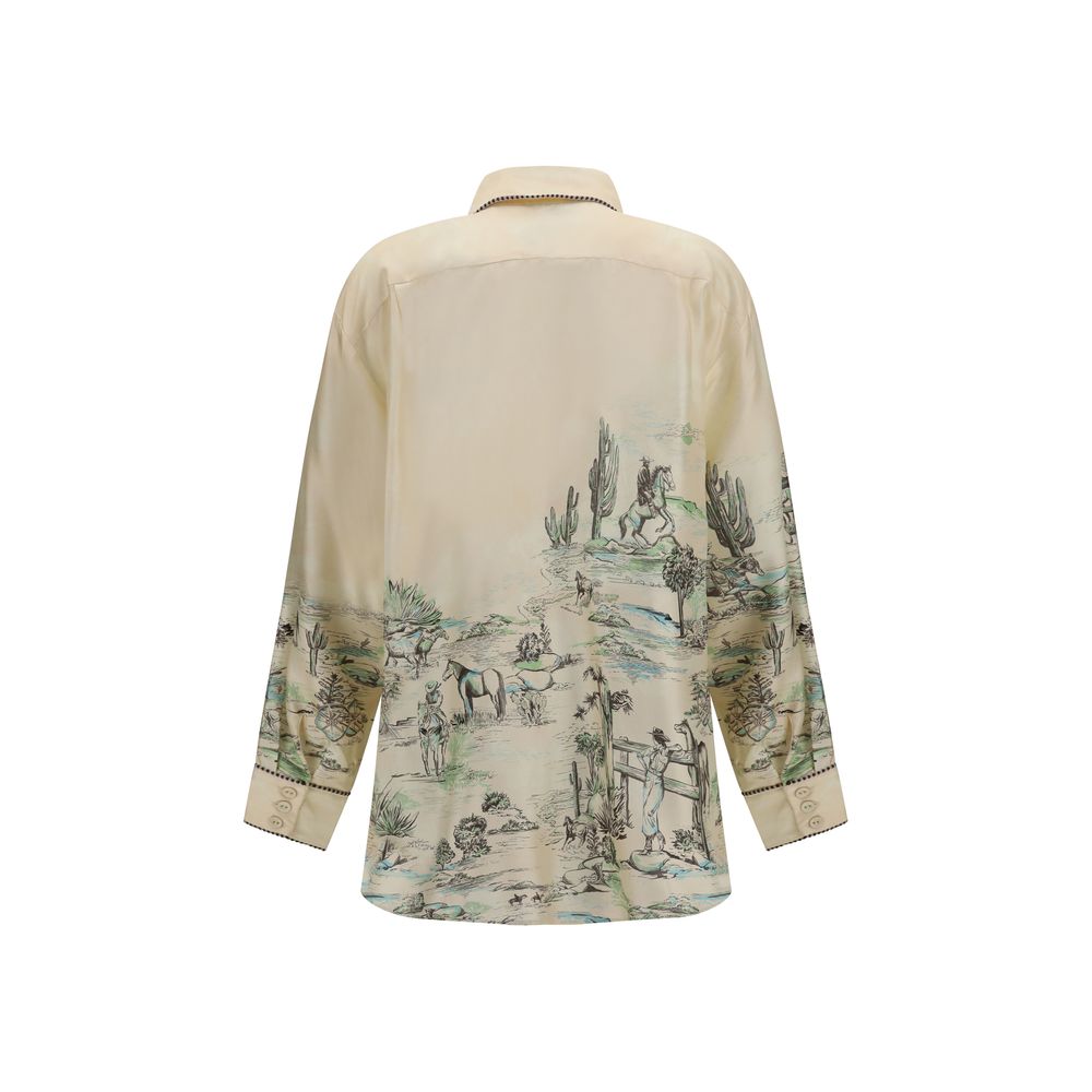 Alemais Beige Silk Blouse