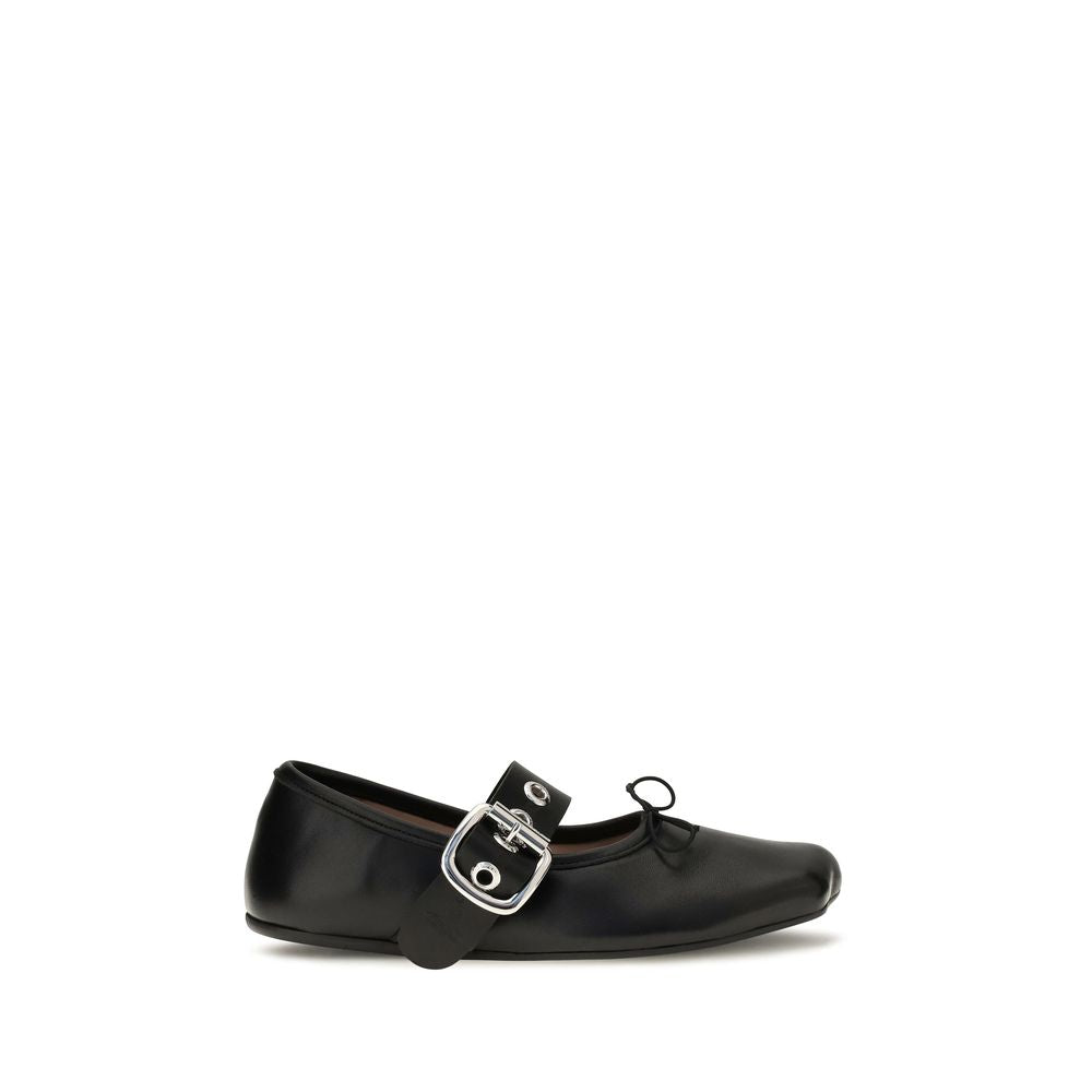 Vivienne Westwood Black Calf Leather Bos Taurus Ballet Flats