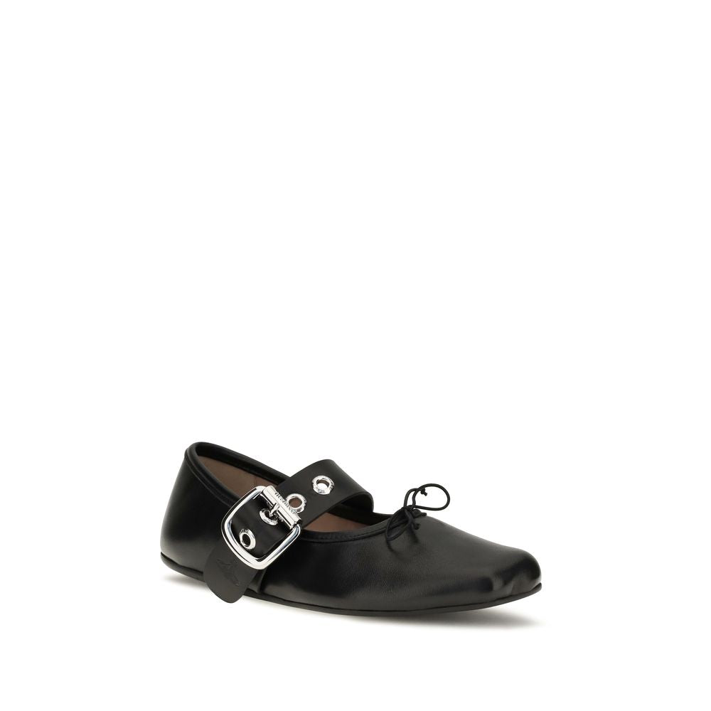 Vivienne Westwood Black Calf Leather Bos Taurus Ballet Flats
