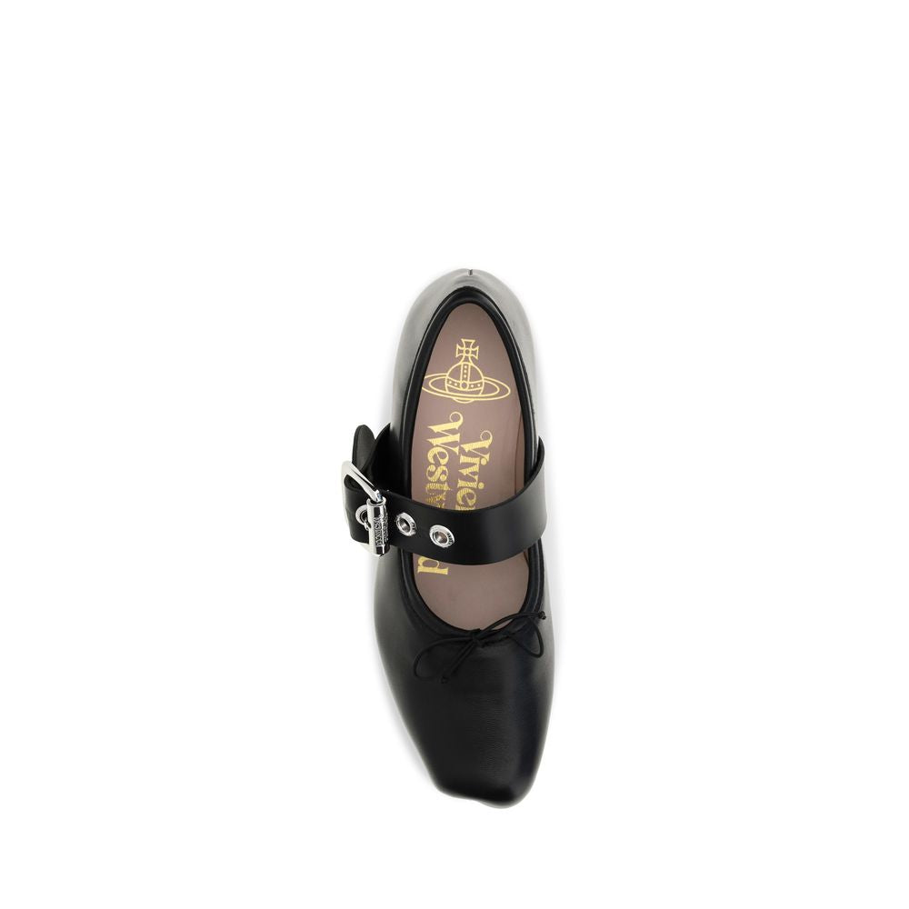 Vivienne Westwood Black Calf Leather Bos Taurus Ballet Flats