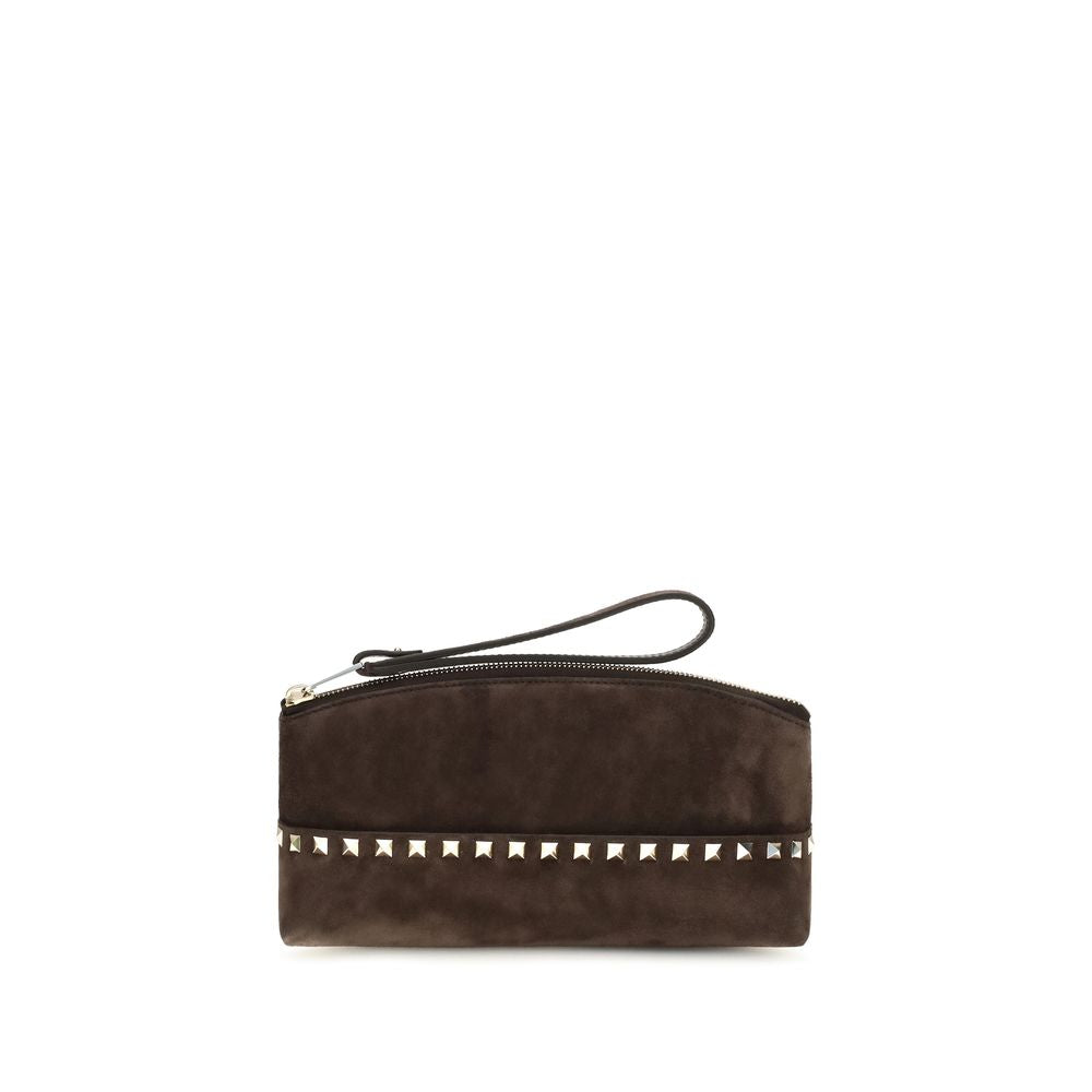 Valentino Garavani Brown Suede Leather Handbag