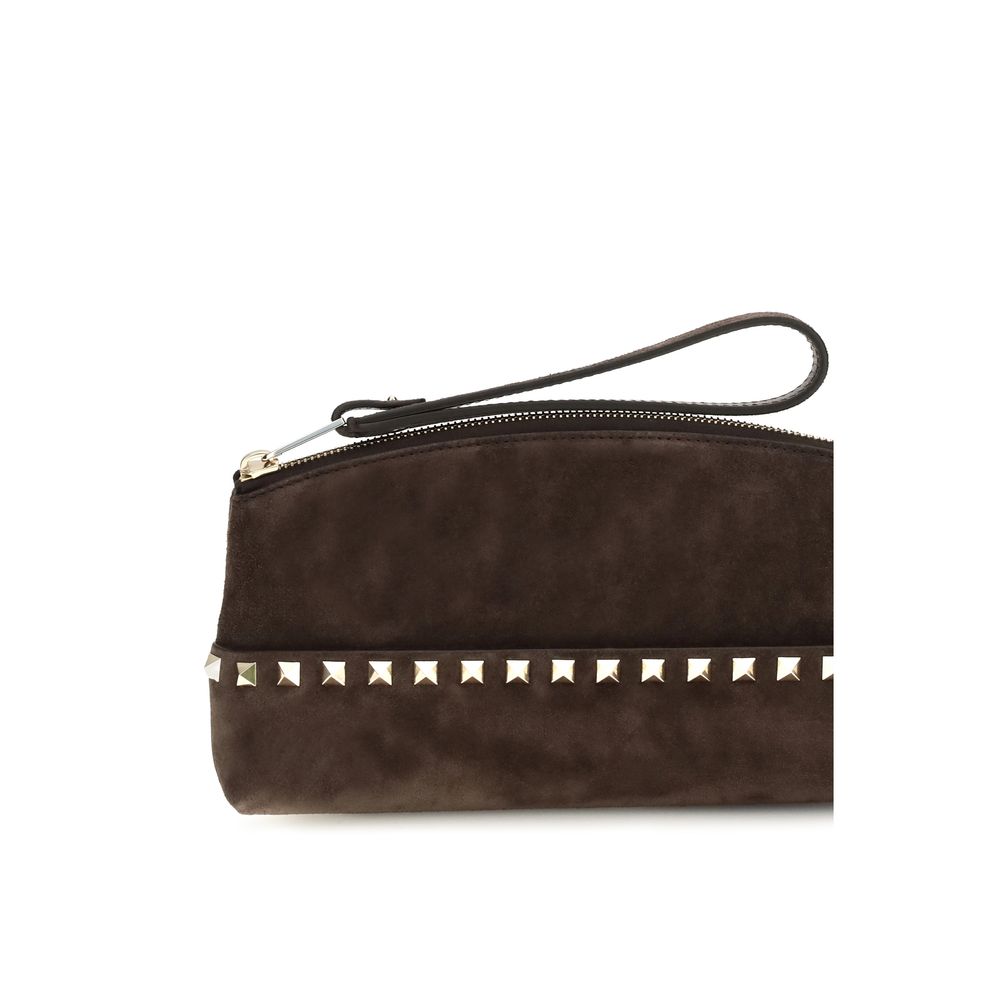 Valentino Garavani Brown Suede Leather Handbag