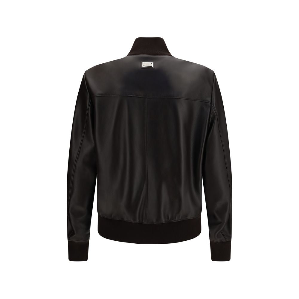 Dolce & Gabbana Brown Lamb Ovis Aries Aries Leather Jacket