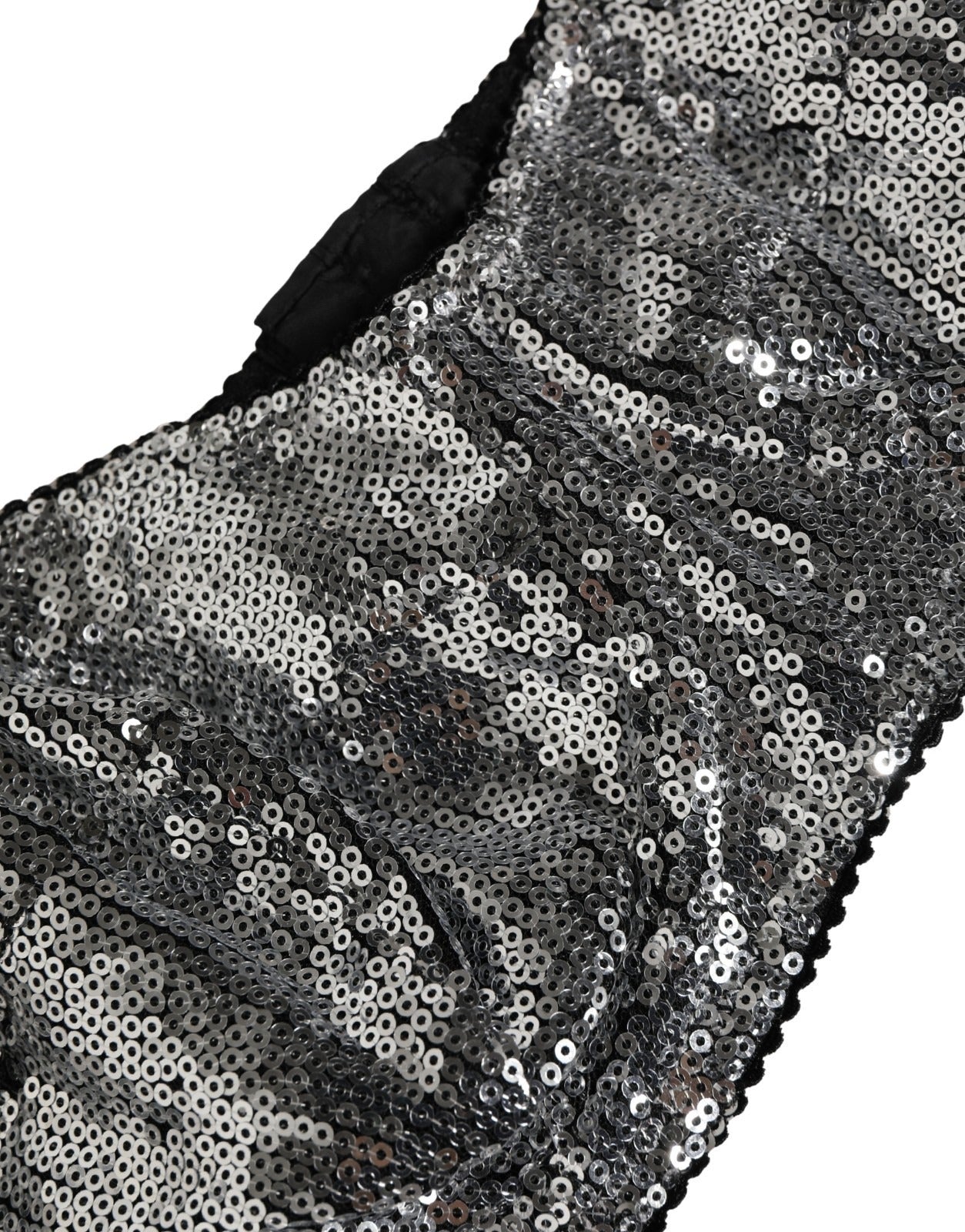 Dolce & Gabbana Silver Sequined Nyon Balconnet Bra Underwear