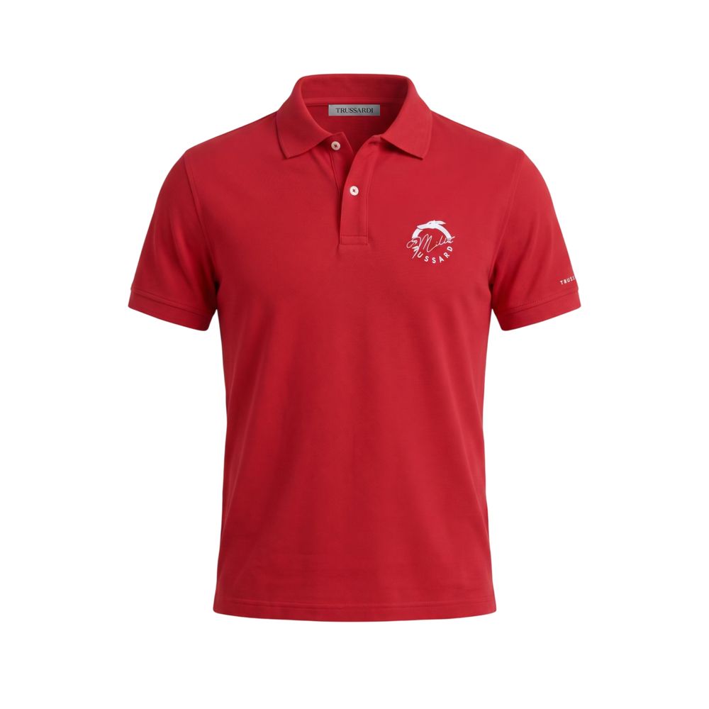 Trussardi Beachwear Rød Bomuld Herre Poloshirt