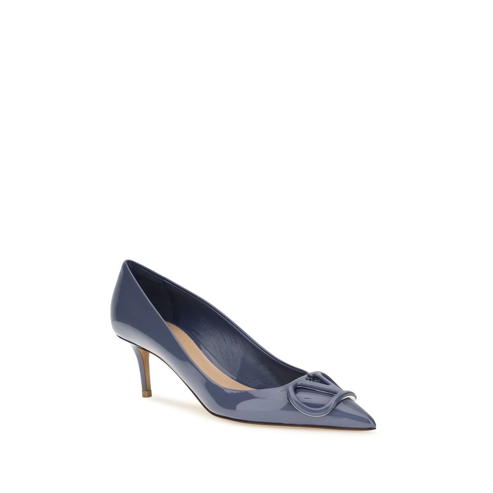 Valentino Garavani Blue Calf Leather Bos Taurus High Heel Pumps