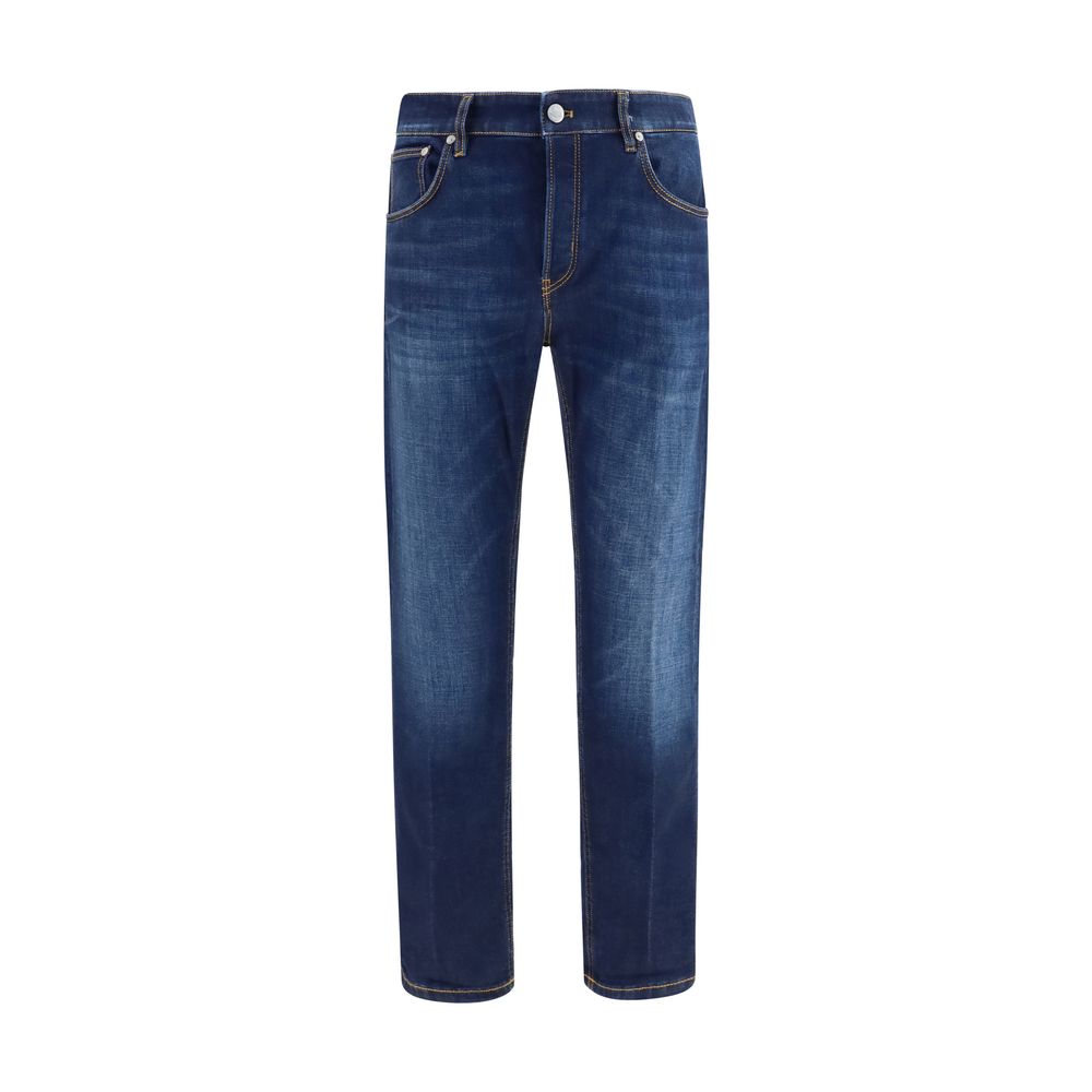 PT Torino Blue Cotton Straight-Leg Jeans