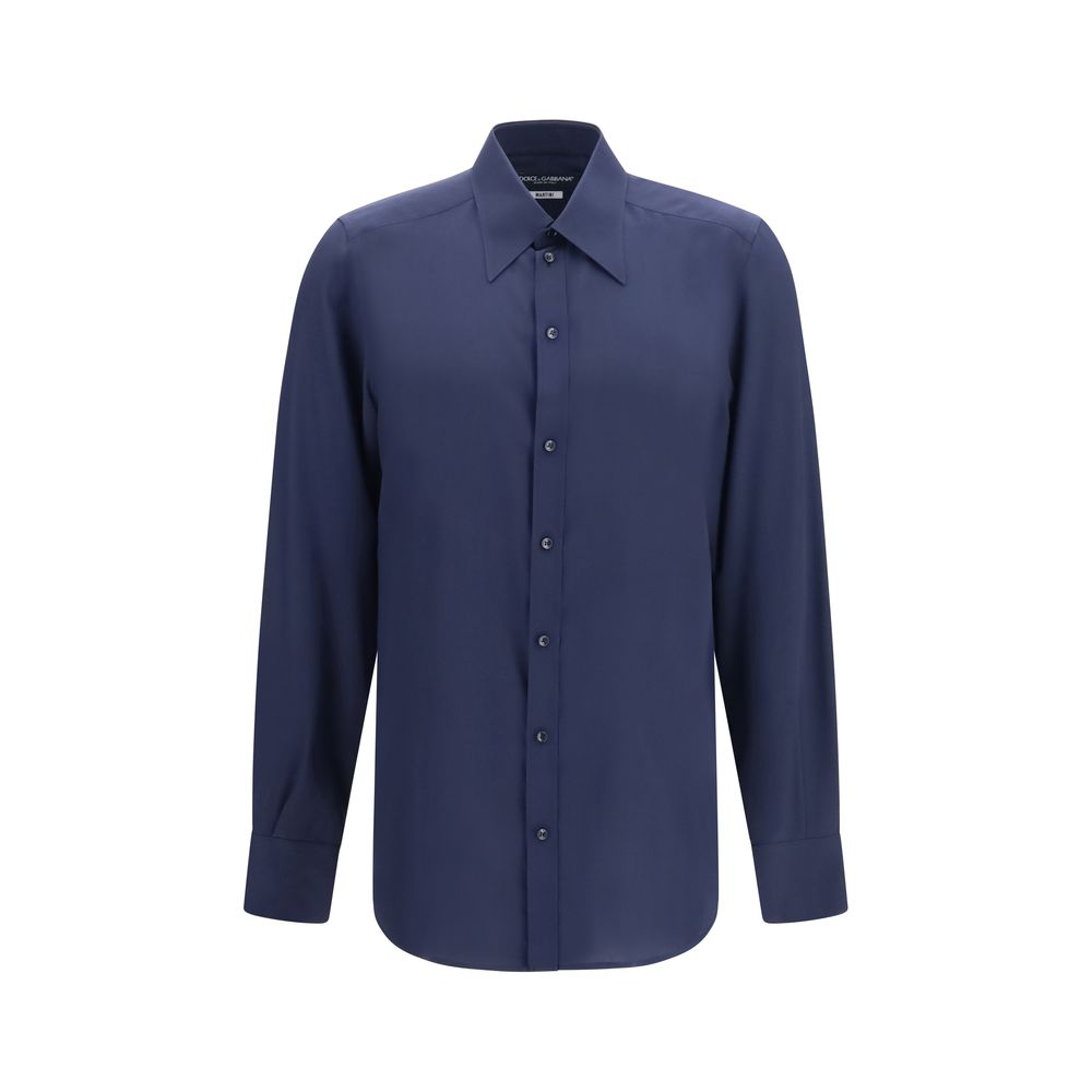 Dolce & Gabbana Blue Silk Dress Shirt