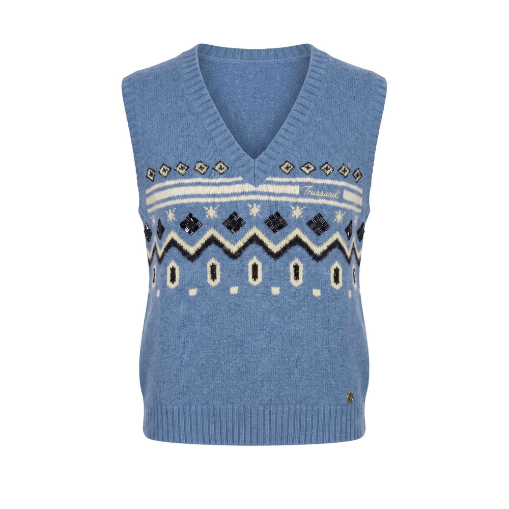 Trussardi Jeans Blue Nylon Women Sweater Vest