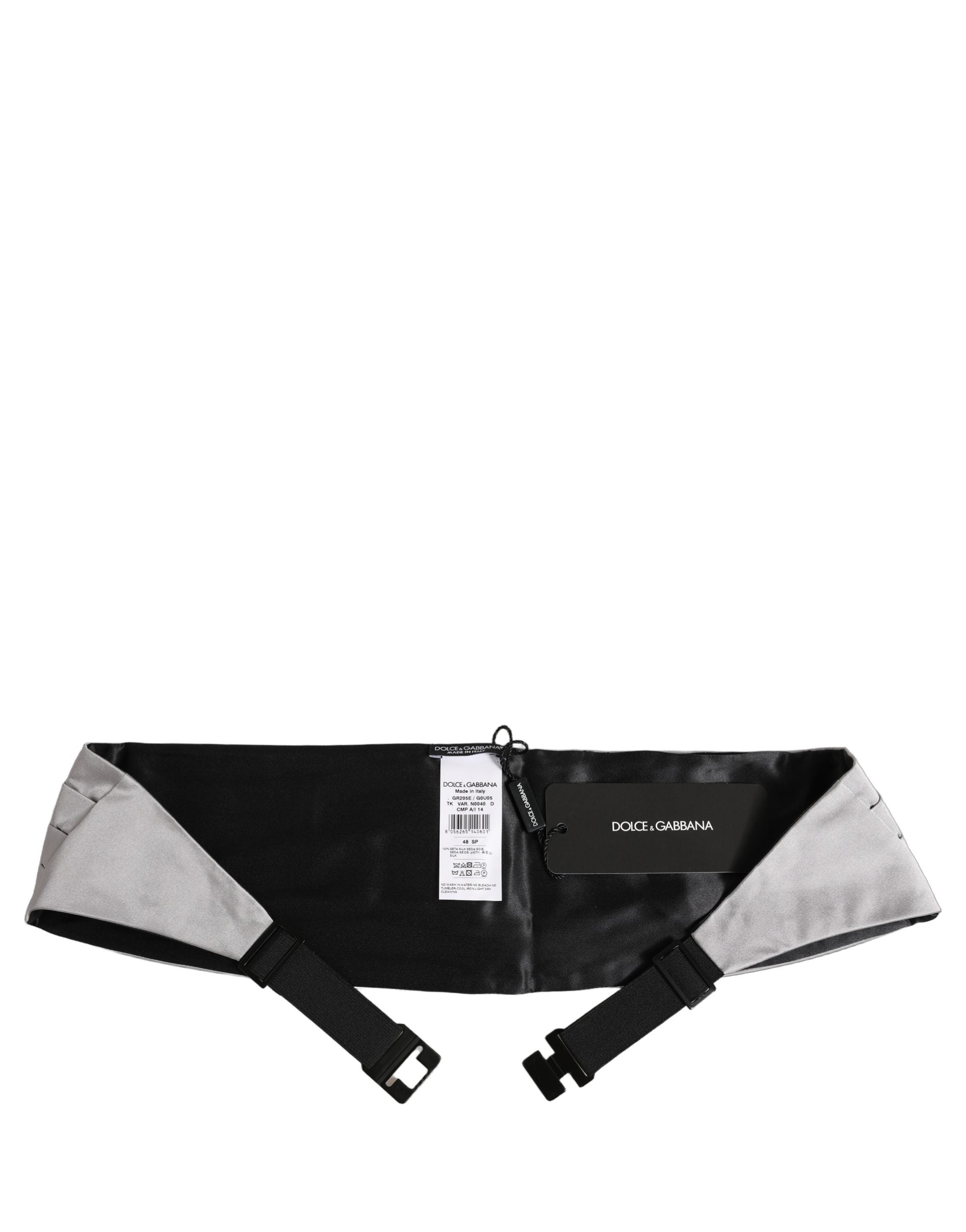 Dolce & Gabbana Gray Men 100% Silk Belt Waist Cummerbund