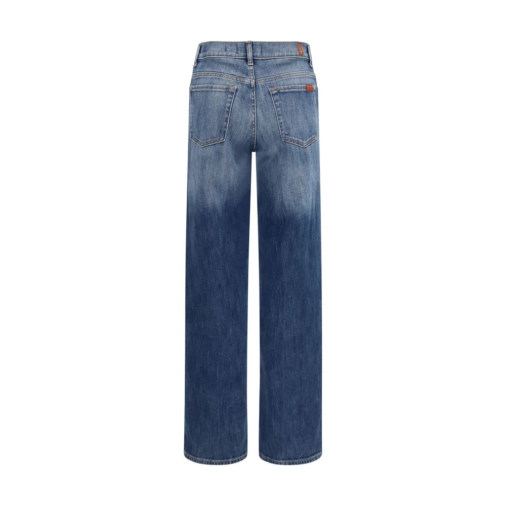 7FOR Blue Cotton Straight-Leg Jeans
