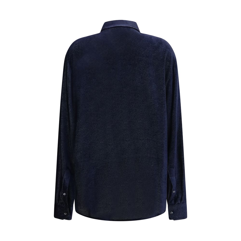 Giorgio Armani Blue Silk Dress Shirt