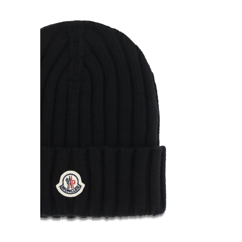 Moncler Black Wool Oves Aries Beanie