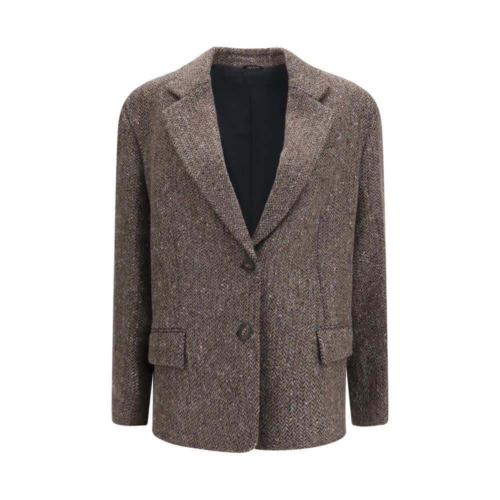 Brunello Cucinelli Brown Wool Oves Aries Biker Jacket