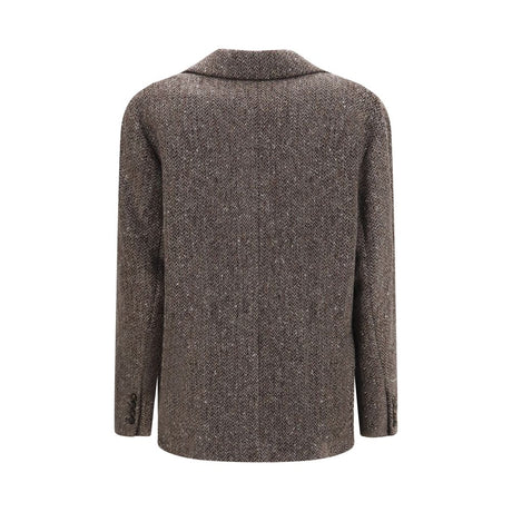 Brunello Cucinelli Brown Wool Oves Aries Biker Jacket