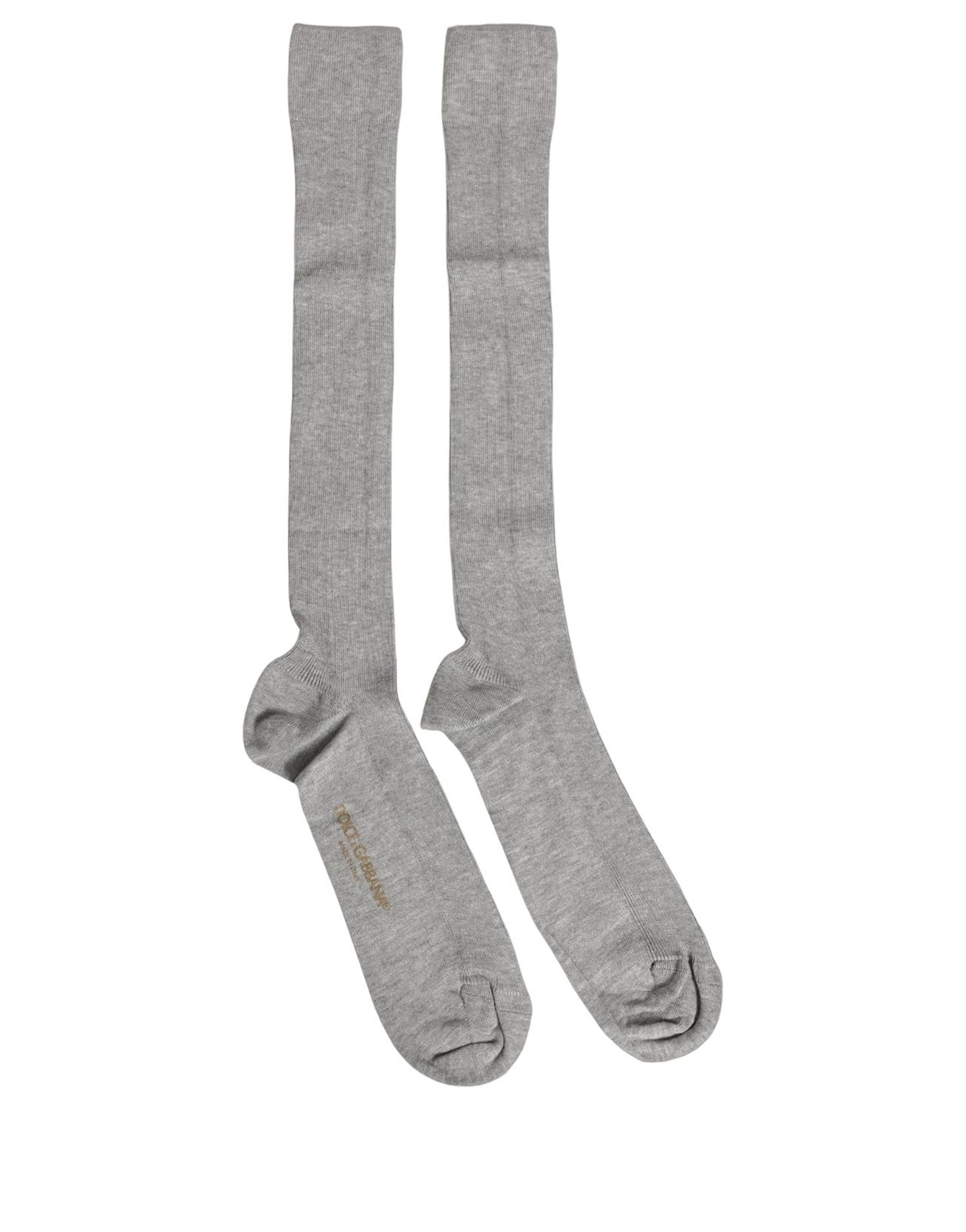 Dolce & Gabbana Men Gray Viscose Over The Calf Accessory Socks