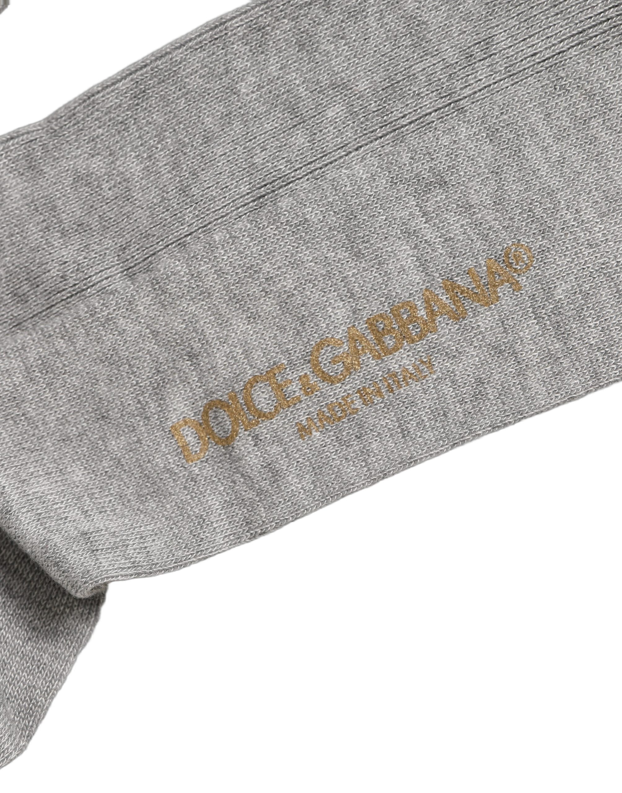 Dolce & Gabbana Men Gray Viscose Over The Calf Accessory Socks