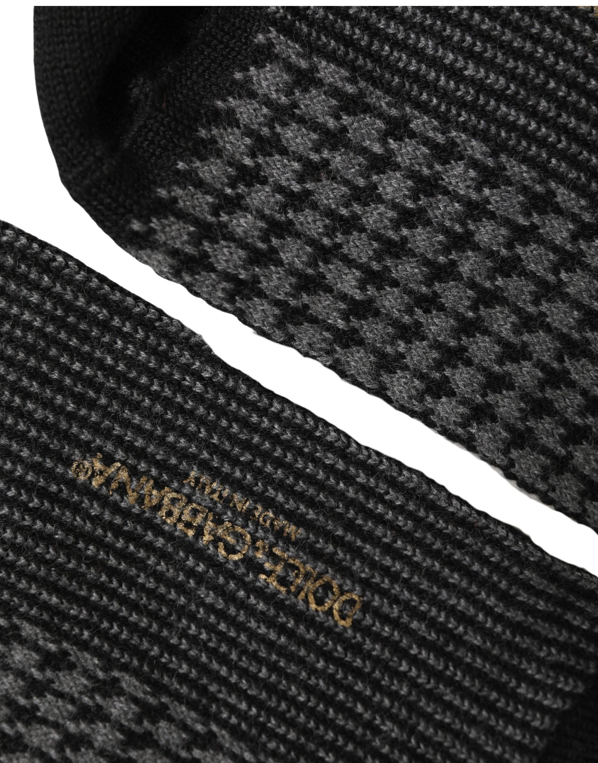 Dolce & Gabbana Black Wool Houndstooth Over Calf Accessory Socks