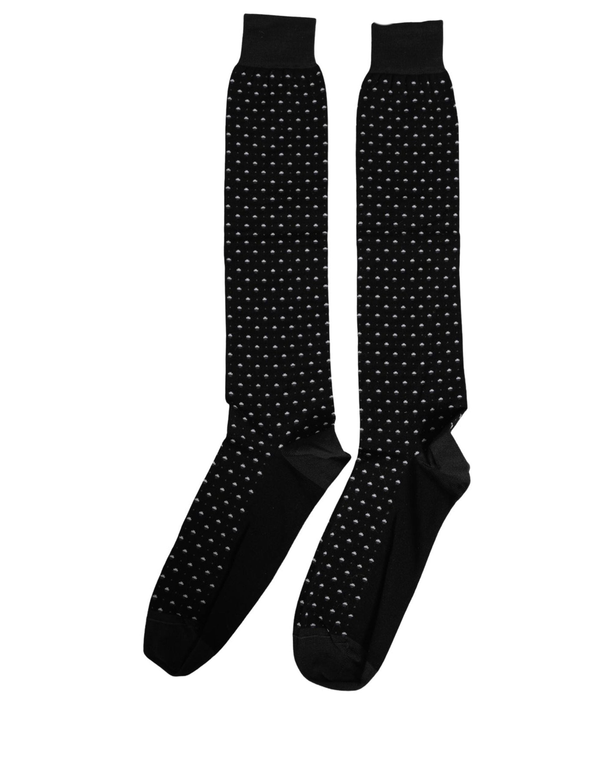 Dolce & Gabbana Black Polka Dot Over The Calf Accessory Socks