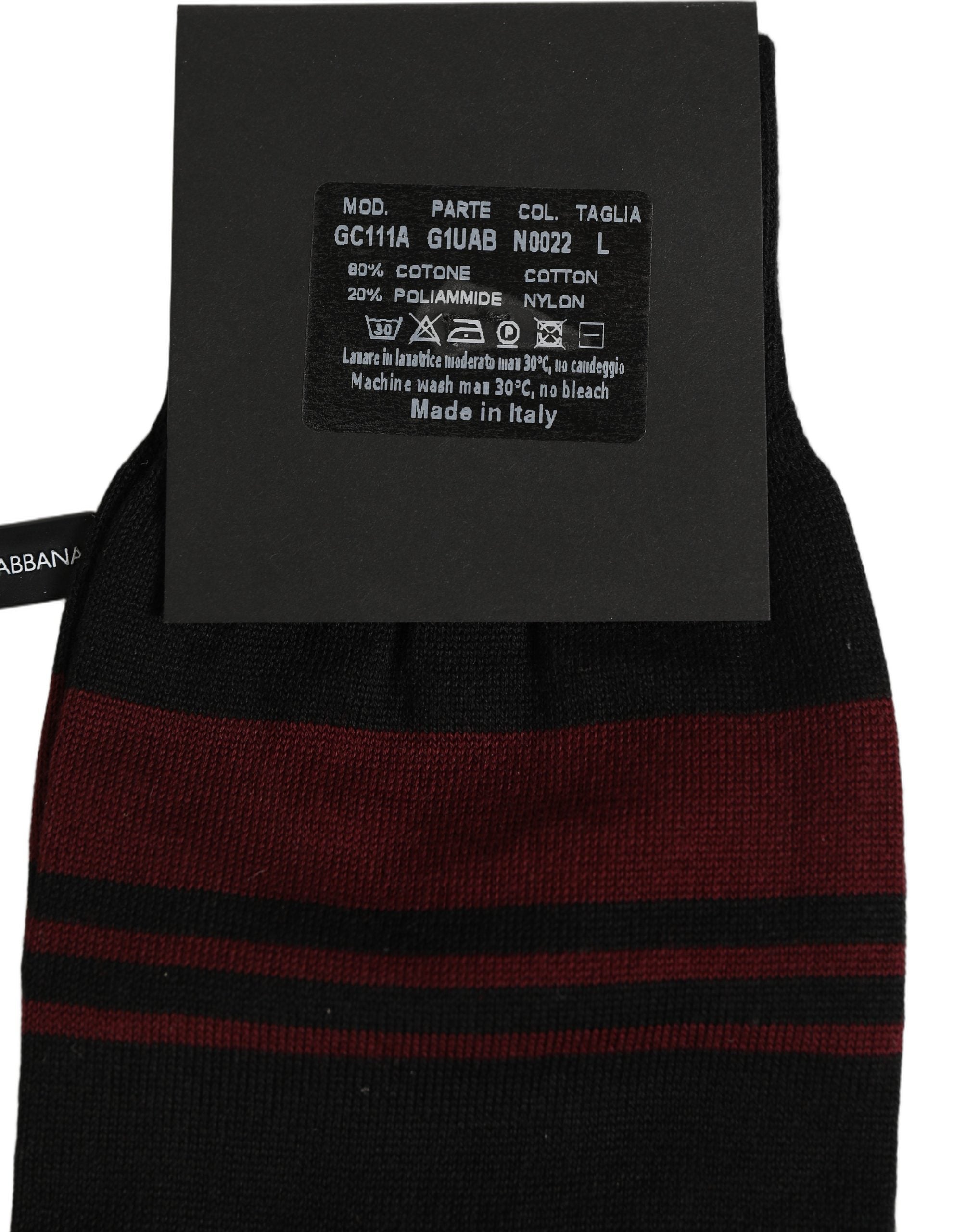 Dolce & Gabbana Men Burgundy Black Logo Mid Calf Accessory Socks