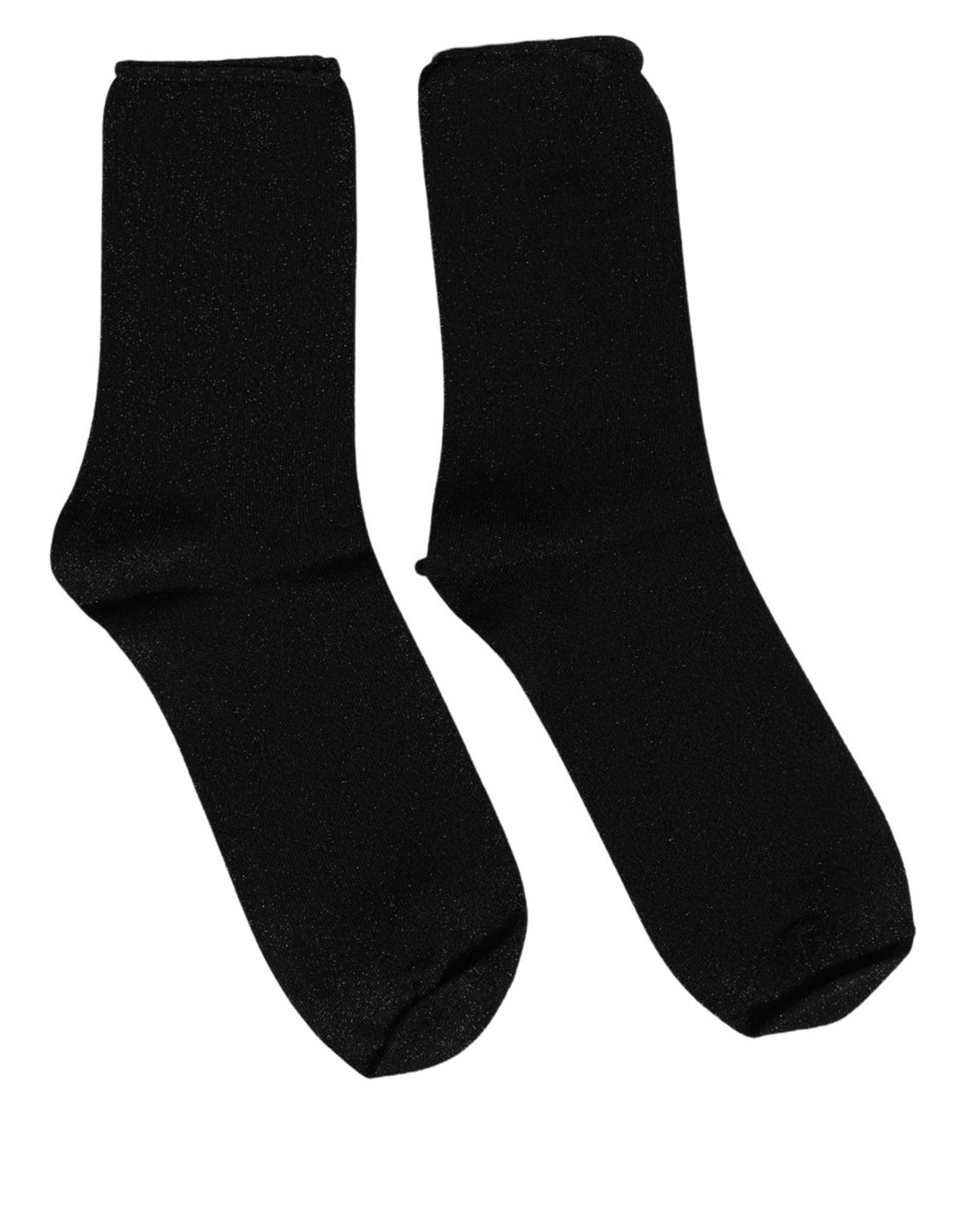 Dolce & Gabbana Men Black Viscose Mid Calf Accessory Socks