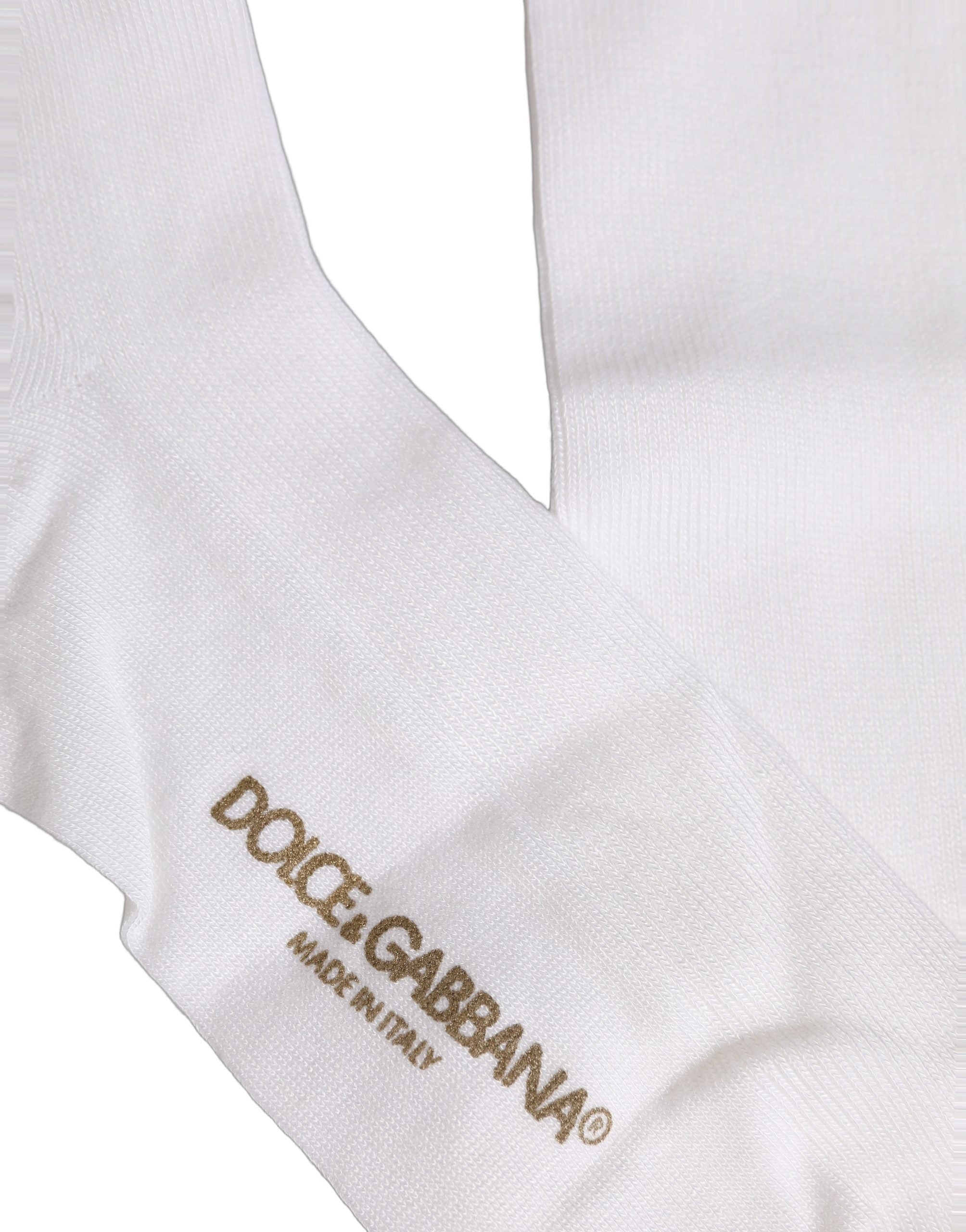 Dolce & Gabbana Men White Viscose Over The Calf Accessory Socks