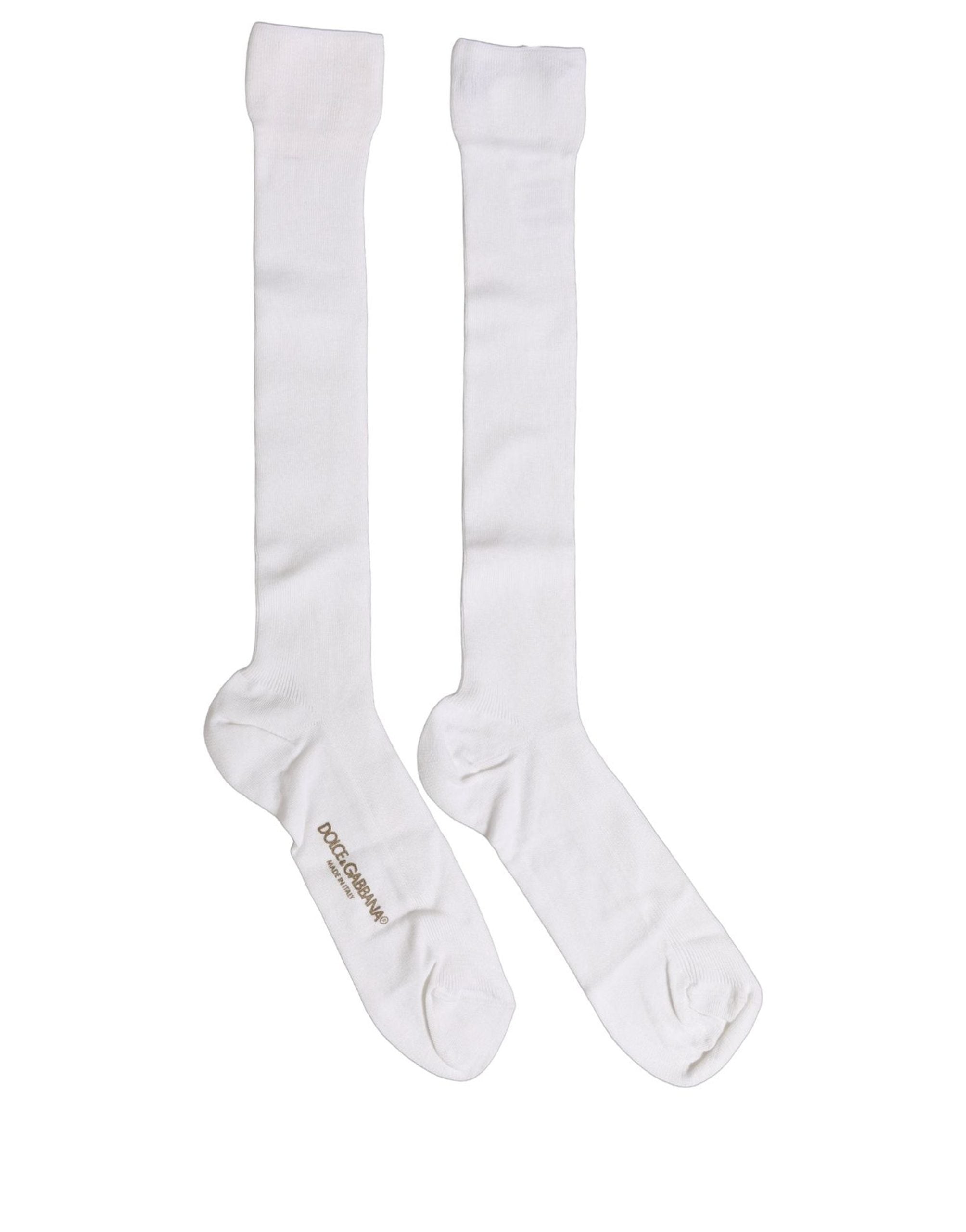 Dolce & Gabbana Men White Viscose Over The Calf Accessory Socks