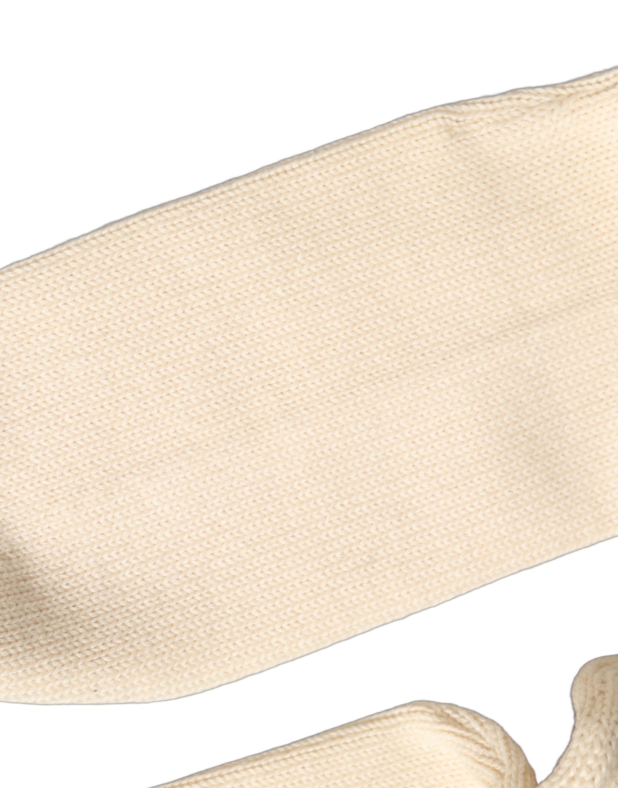 Dolce & Gabbana Off White Sequin Cotton Mid Calf Accessory Socks