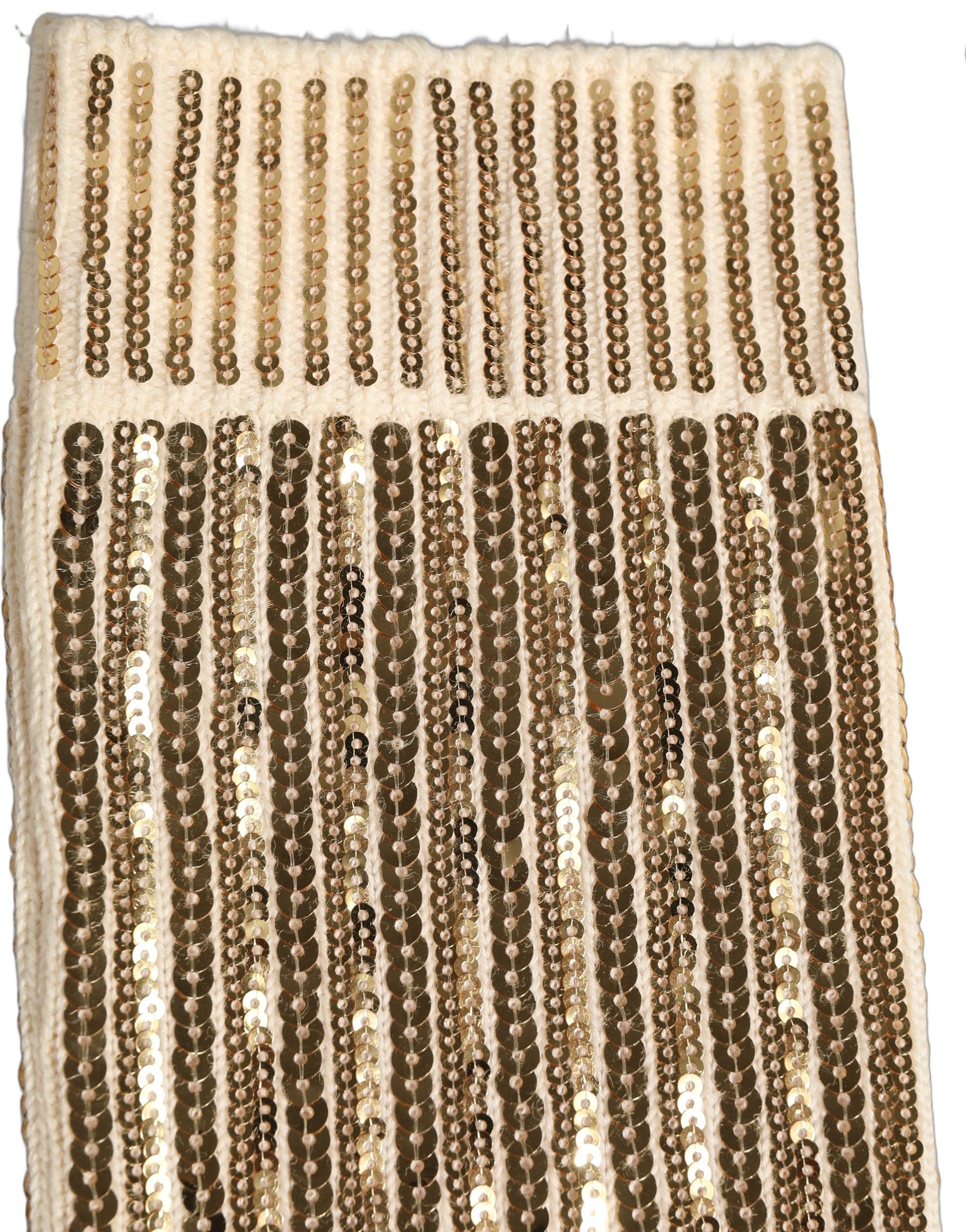Dolce & Gabbana Off White Sequin Cotton Mid Calf Accessory Socks