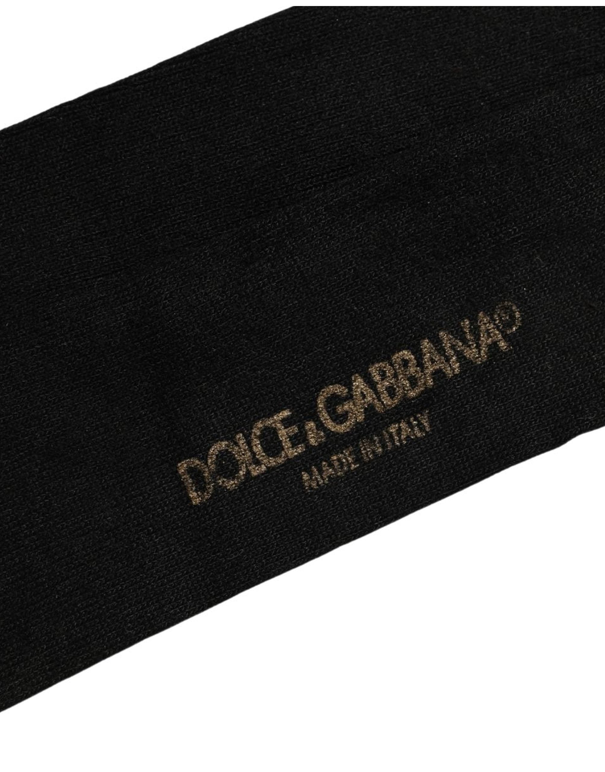 Dolce & Gabbana Men Black Viscose Logo Knee High Accessory Socks