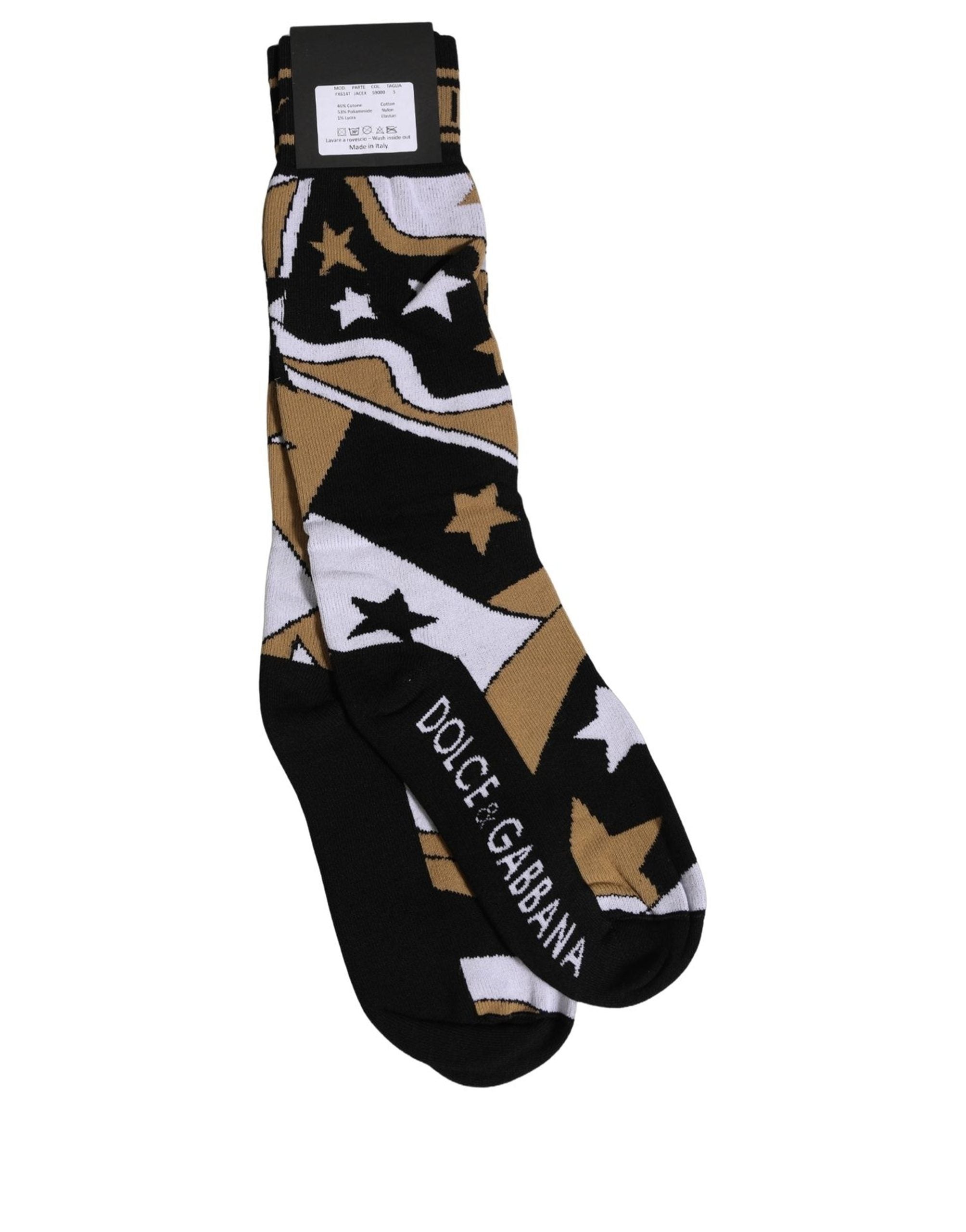 Dolce & Gabbana White Polka Dot Over The Calf Accessory Socks
