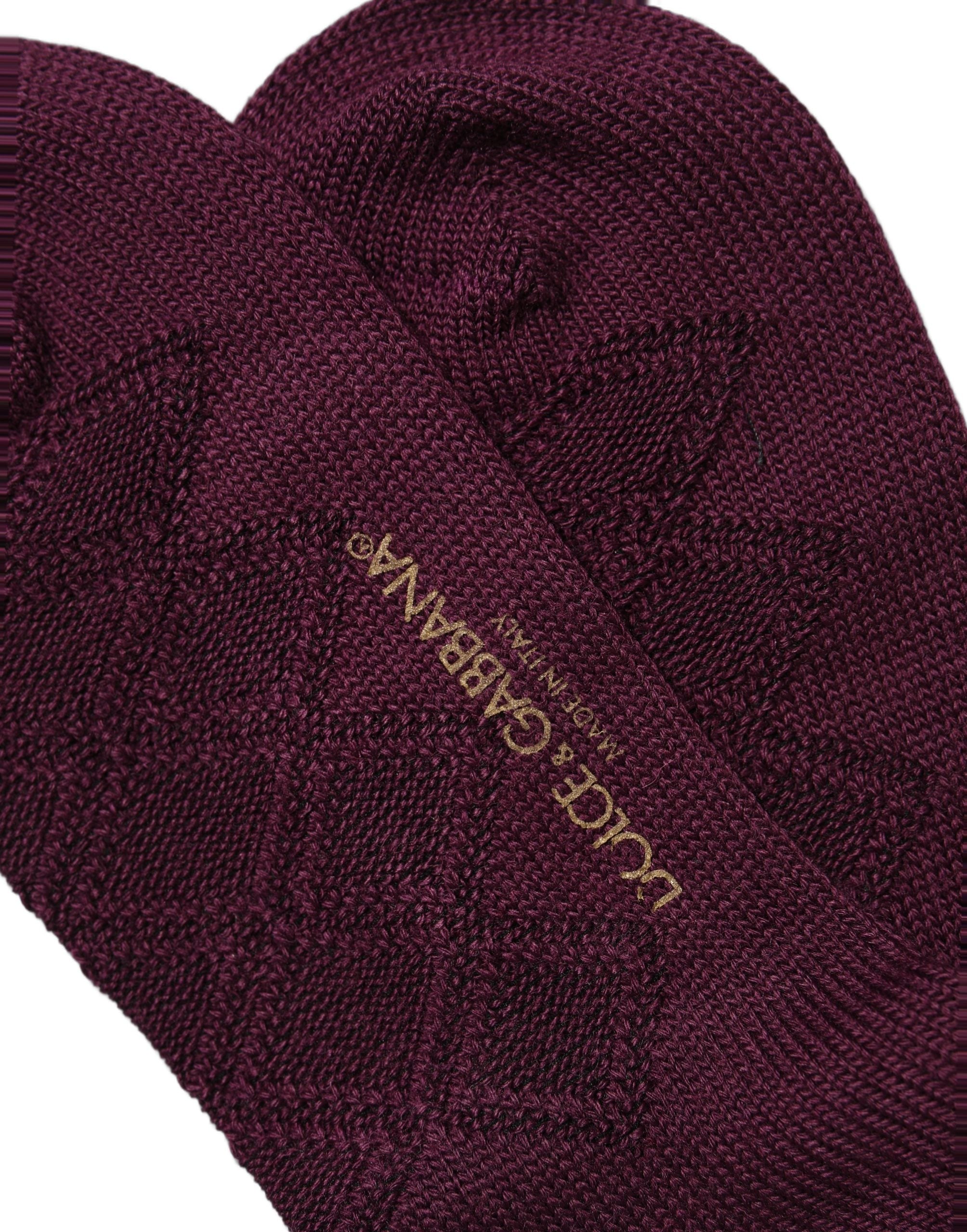 Dolce & Gabbana Burgundy Wool Crest Logo Knee High Accessory Socks