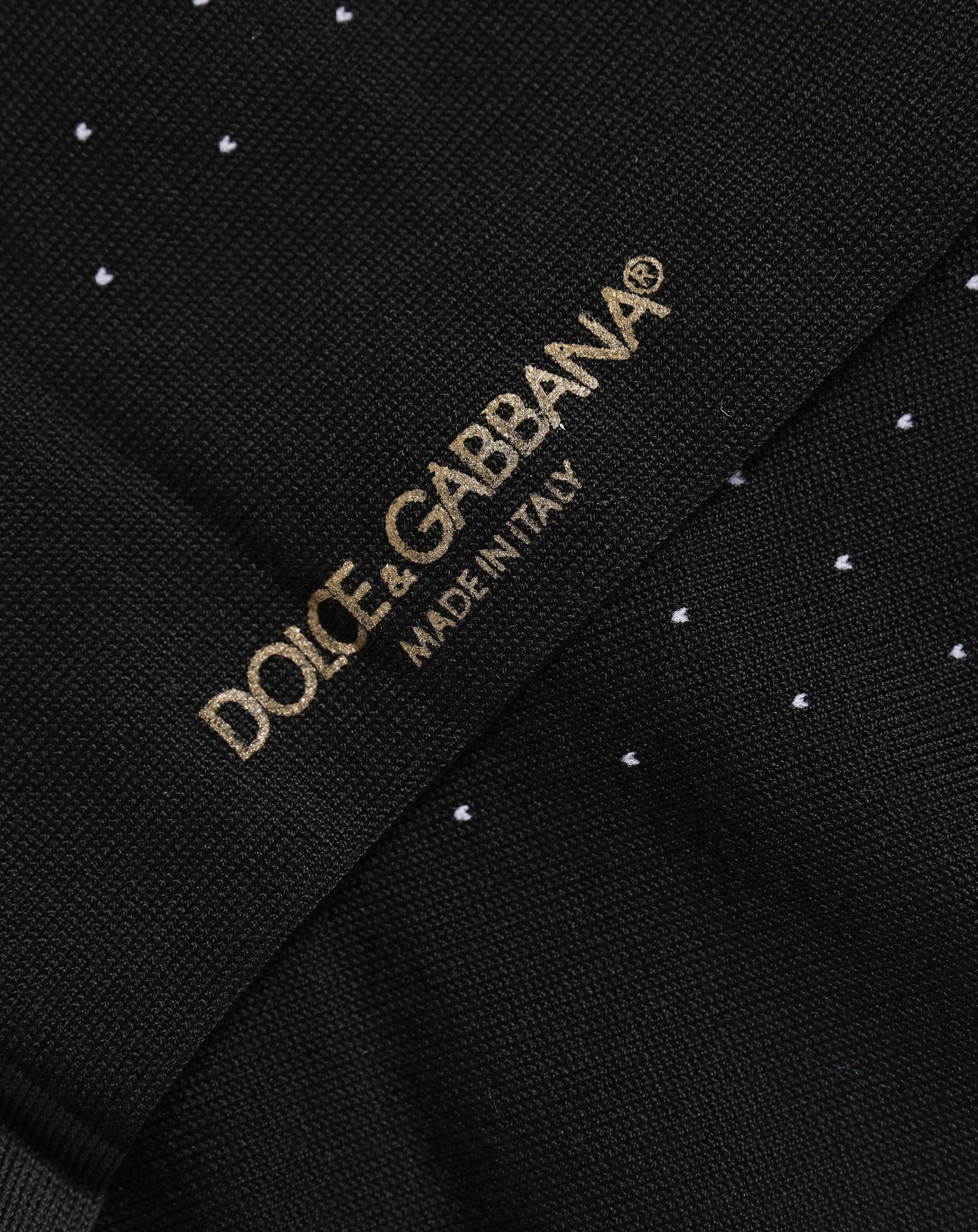 Dolce & Gabbana Men Black Cotton Polka Dot Mid Calf Accessory Socks